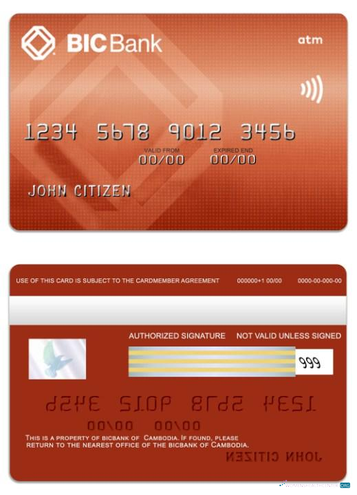 Download Cambodia BICBank ATM card Photoshop template